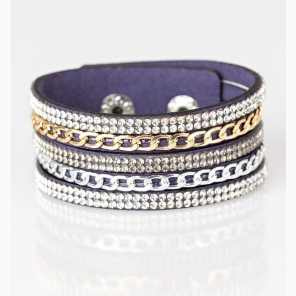 Fashion Friend Purple Blue Urban Bracelet Paparazzi Gold and Silver Chain